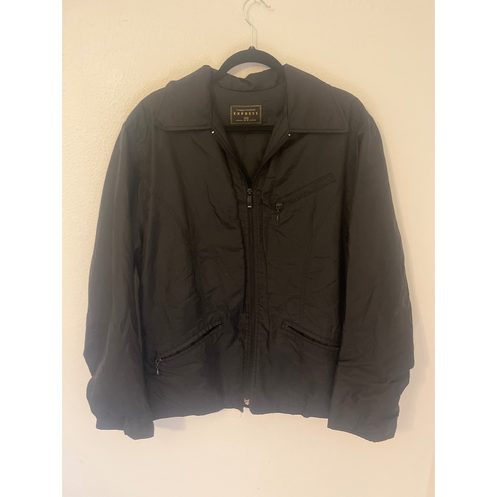 Express Black Lightweight Full Zip Jacket Collared Windbreaker Women's M